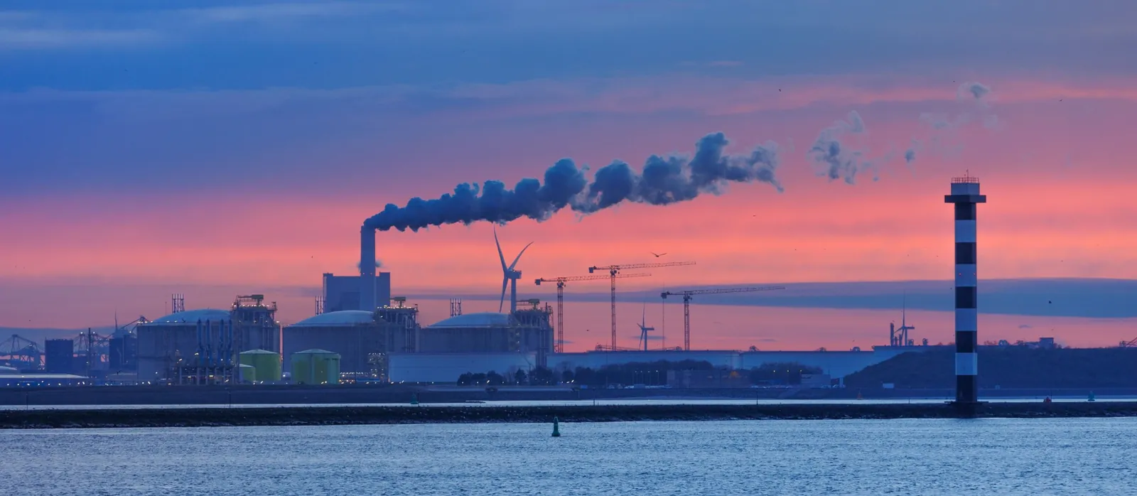 Industrial facility at dusk